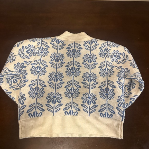 &Meri Floral Patterned Cream and Blue Sweater - Picture 2 of 4